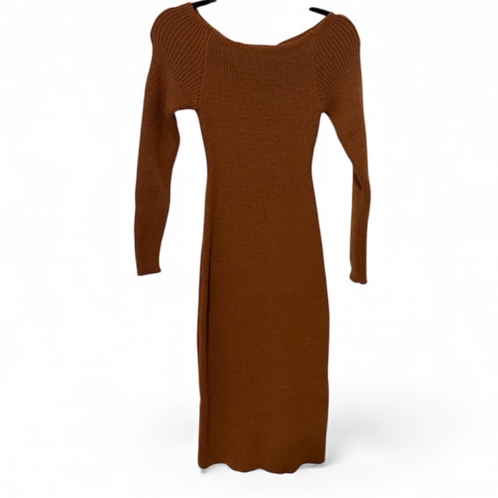 SHEIN Brown Long Sleeve Knit Dress